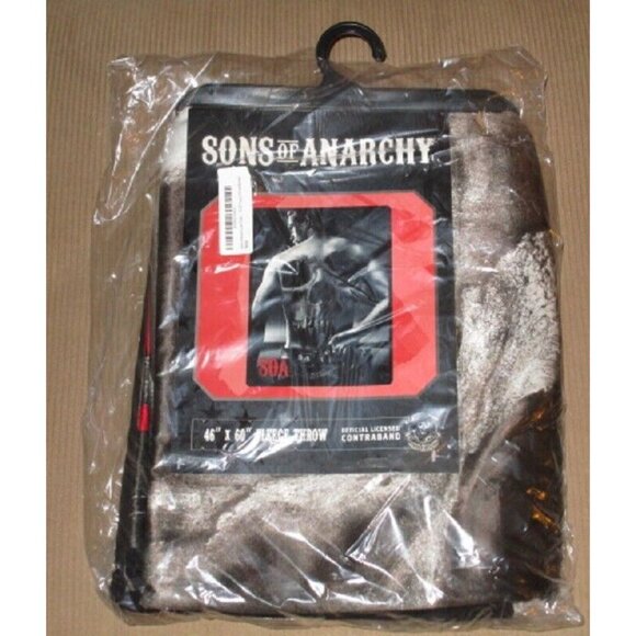 New Sons of Anarchy SOA Plush Fleece Gift Throw Blanket Jax Skull Back DVD Cover - Picture 3 of 3